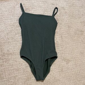 Textured One-Piece Swimsuit in Dark Green
